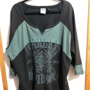 NWOT Harley Davidson Thermal black and green shirt